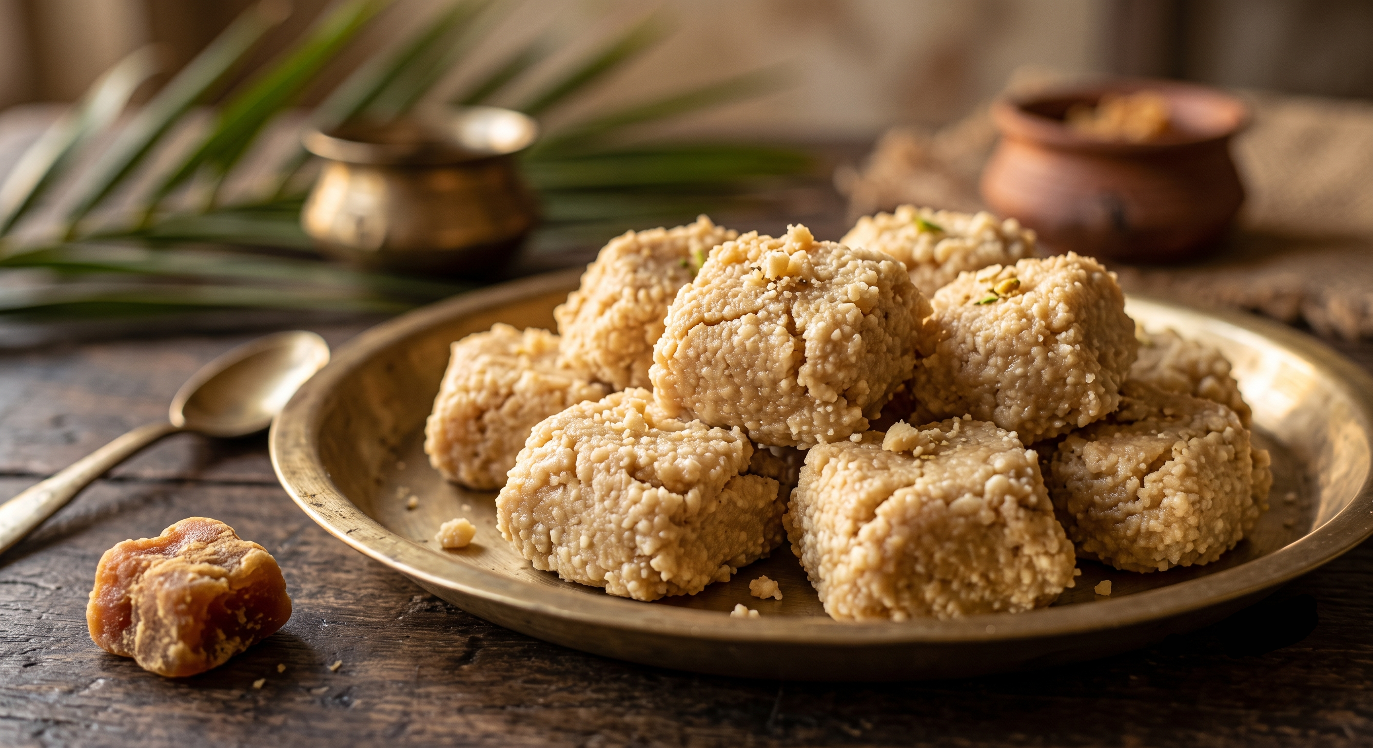 Handcrafted Nolen Gur Sandesh sweet confection made with date palm jaggery and fresh chhana